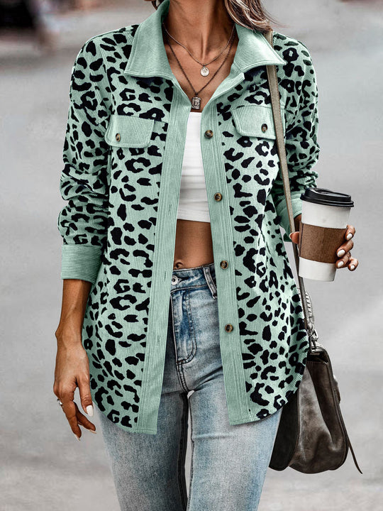 Damen Freizeitjacke mit strukturiertem Leopardenmuster und praktischen Taschen R&B
