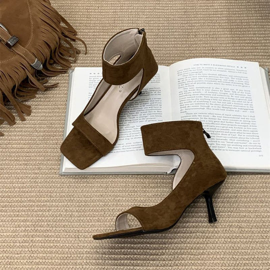 Damen elegante High Heel Sandalen mit offener Zehenpartie und modernen Riemchen R&B