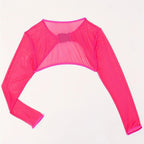 Damen Sportlicher Cropped Langarm-Top mit schickem Schnallenverschluss R&B