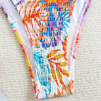 Damen Triangel-Bikini mit raffinierten Falten und floralem Design R&B