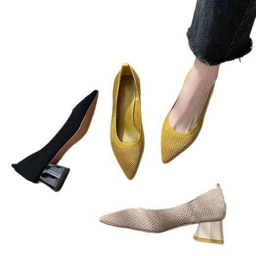 Damen elegante Pumps mit strukturierter Oberfläche und modischem Blockabsatz R&B