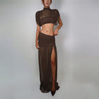 Damen Elegantes und figurbetontes Cut-Out Kleid mit hochgeschlossenem Design R&B