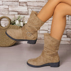 Damen Stiefeletten mit modischem Falten-Design und dekorativem Riemen R&B