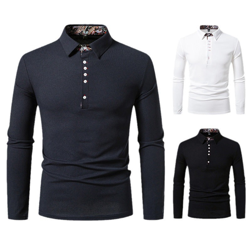 Herren Langarm Poloshirt mit außergewöhnlichem Kragen-Design R&B
