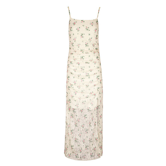 Damen Maxikleid mit raffiniertem Spitzenbesatz und floralem Design R&B