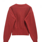 Damen modische Strickjacke mit Druckknopfverschluss und dekorativem Rüschendetail R&B