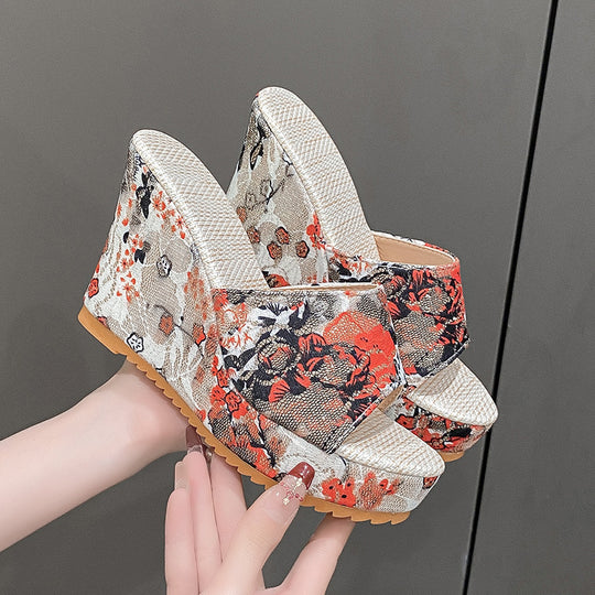 Damen elegante Wedge-Sandalen aus floralem Design R&B