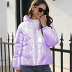Damen Hochglänzende Steppjacke R&B