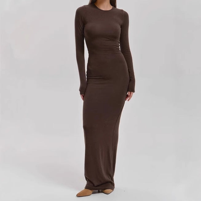 Damen Elegantes Langarm-Maxikleid mit figurformendem Schnitt und hohem Komfort R&B