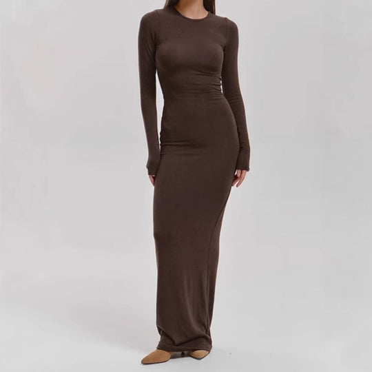 Damen Elegantes Langarm-Maxikleid mit figurformendem Schnitt und hohem Komfort R&B