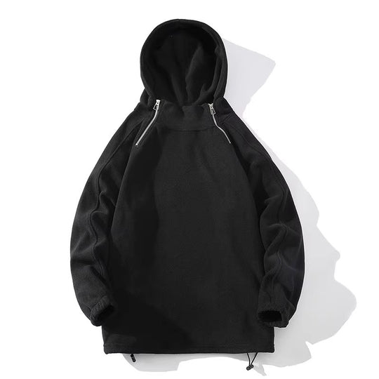 Herren Fleece Hoodie mit Reißverschluss und hohem Kragen R&B