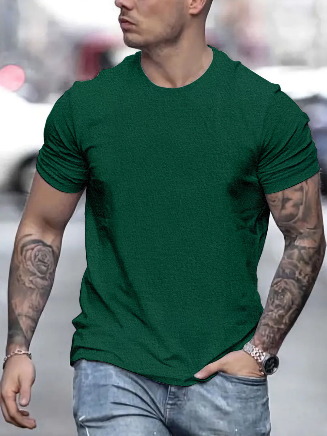 Herren lässiges T-Shirt mit strukturierter Oberfläche und bequemem Schnitt R&B