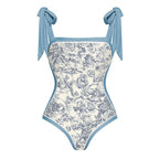 Damen Badeanzug-Set mit elegantem Wickelrock und modischen Schleifen R&B