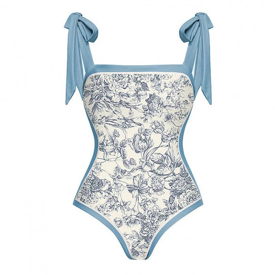 Damen Badeanzug-Set mit elegantem Wickelrock und modischen Schleifen R&B