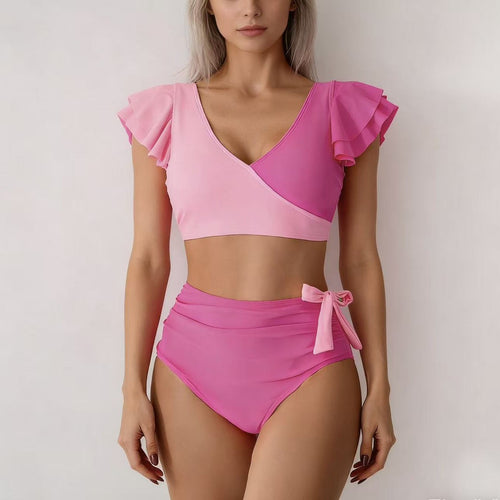 Damen Hochtailliertes Bikini-Set mit Rüschendetails R&B