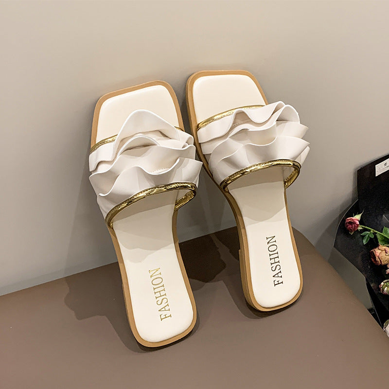 Damen Glamouröse Pantoletten mit raffinierten Rüschendetails R&B