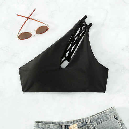Damen Einseitiger Bikini-Top mit kreativem Schnitt R&B