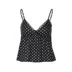 Damen Charmantes Spaghetti-Top mit Polka-Dots und Rüschendetails R&B
