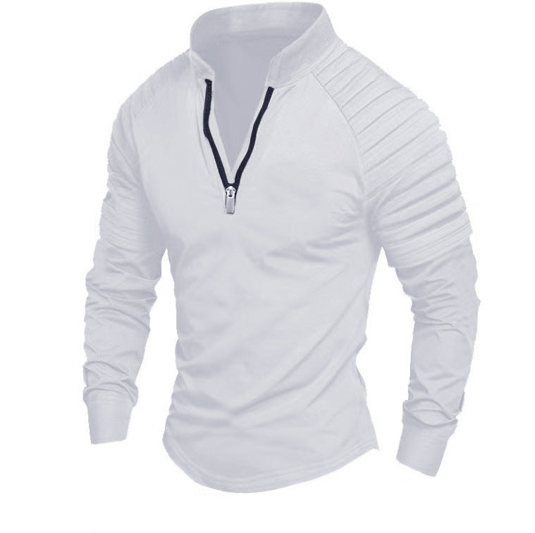 Herren Trainingsshirt mit hohem Kragen und dezentem Reißverschluss R&B