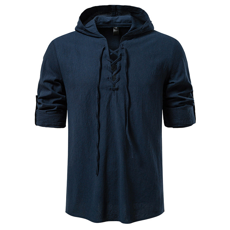 Herren lässiges Kapuzenshirt mit modernes Schnürdesign R&B