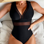 Damen Einteiliger Badeanzug mit tiefem V-Ausschnitt und figurformendem Design