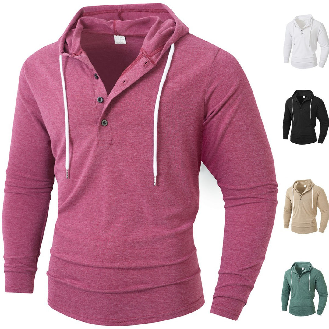 Herren Hoodie mit knöpfbarem Kragen und Kordelzug R&B