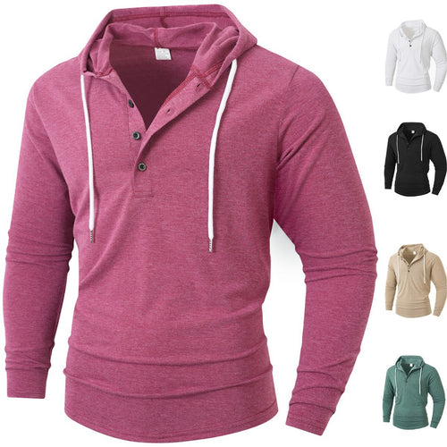 Herren Hoodie mit knöpfbarem Kragen und Kordelzug R&B