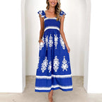 Damen Maxikleid mit verspieltem Rüschendesign und floralem Print R&B