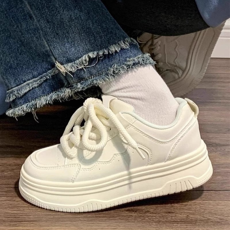 Damen Komfortable Sneaker mit dicker Gummisohle und atmungsaktivem Obermaterial