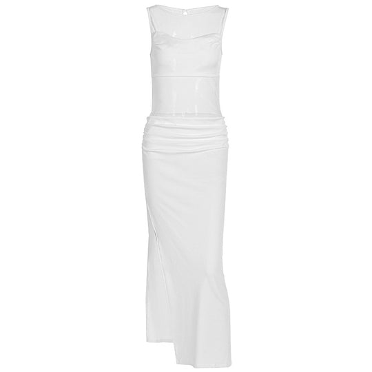 Damen Elegantes Wickelkleid mit transparenten Einsätzen und seitlichem Schlitz R&B