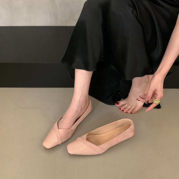 Damen elegante Ballerina-Pumps mit modischem Lederoberteil und komfortablem Fußbett R&B