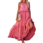 Damen Luftiges Maxikleid mit Rüschendetails und hoher Taille R&B
