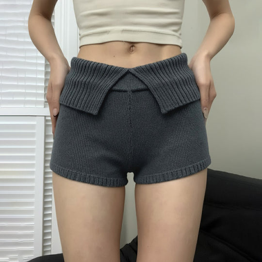 Damen Short mit hohem, komfortablem Bund und strukturiertem Strickdesign R&B
