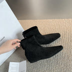 Damen elegante Stiefeletten mit spitzem Schnitt und hochwertiger Wildlederoberfläche R&B