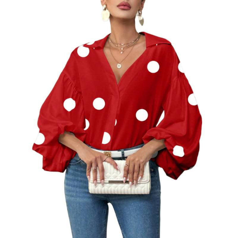Damen Bluse mit voluminösen Ballonärmeln und elegantem Kragen R&B