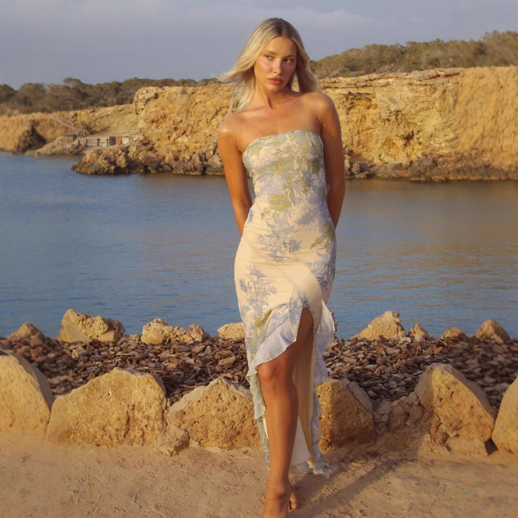 Damen Sommerliches Strandkleid mit elegantem seitlichem Schlitz R&B