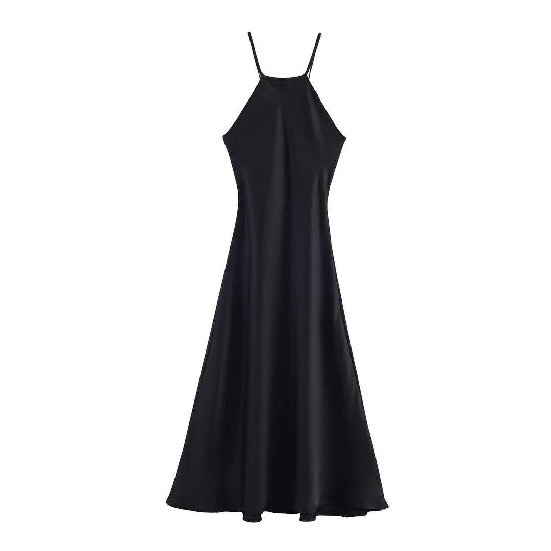 Damen Maxikleid mit elegantem Halterneck und schwingendem Saum R&B