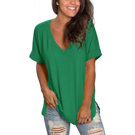 Damen V-Ausschnitt T-Shirt Aus Weichem Single Jersey Heidi-Mode