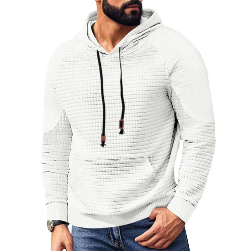 Herren nan quadratstrukturierter Kapuzenpullover in Steppoptik mit Kängurutasche, Raglanärmeln und Kordelzug R&B