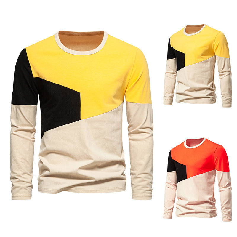 Herren Langarmshirt mit modischem Farbblockdesign und hochwertiger Baumwolle