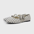 Damen Ballerinas mit modischem Punktedesign und verstellbaren Schnallen R&B