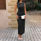 Damen Spitzen-Maxikleid mit figurbetonter Silhouette und elegantem Rundhalsausschnitt R&B