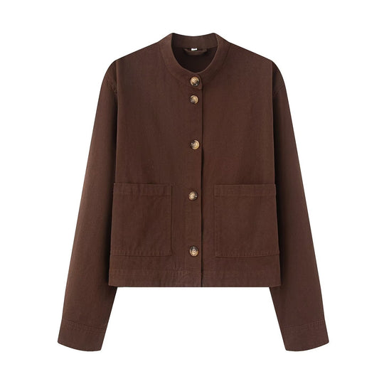 Damen Baumwolljacke mit Knopfleiste und praktischen Taschen R&B