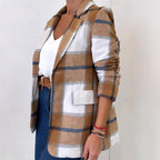 Damen Kariertes Blazerjacke aus weichem Material mit eleganten Details R&B
