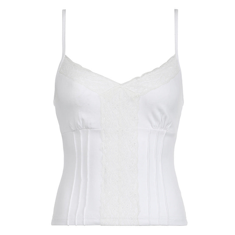 Damen Spaghetti-Trägertop mit romantischem Spitzenbesatz und taillierter Silhouette R&B