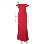 Damen Elegantes Off-Shoulder Maxikleid R&B
