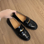 Damen elegante Mokassins mit goldener Schnalle R&B