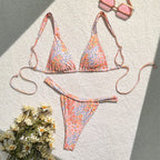 Damen Triangel-Bikini-Set mit verstellbaren Bändern und floralem Muster