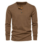 Herren Elegantes Langarmshirt mit strukturiertem Rippenmuster und modischen Knopfdetails R&B