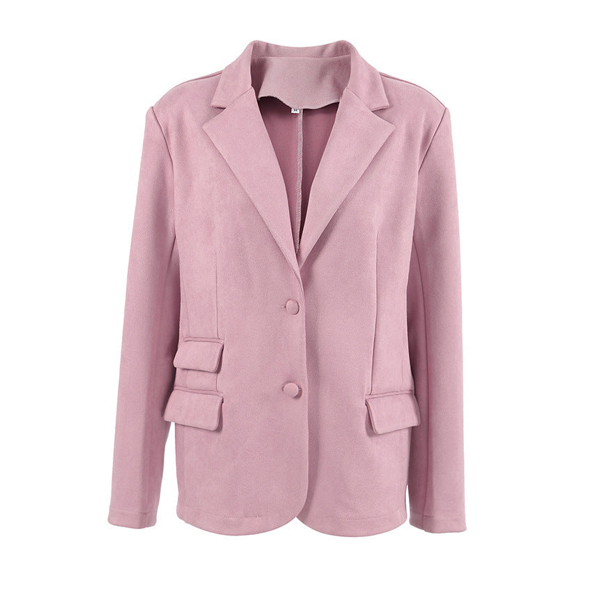 Damen Eleganter Oversized Blazer aus feinem Wildlederimitat R&B